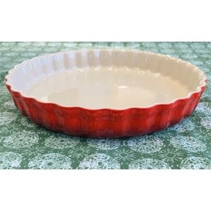Le Creuset Fluted Flan Tart Pie Dish Cerise Red 28cm NWT
